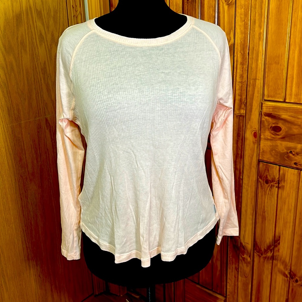 Eddie Bauer XL Women's Ribbed Crew Long-Sleeve Shirt pink/peach color $15